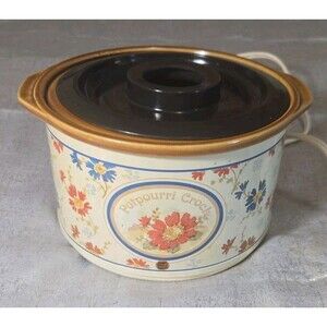 Vintage 80’s Rival Potpourri Crock Pot 3207 W/ Lid. WORKS Country Cottage Granny
